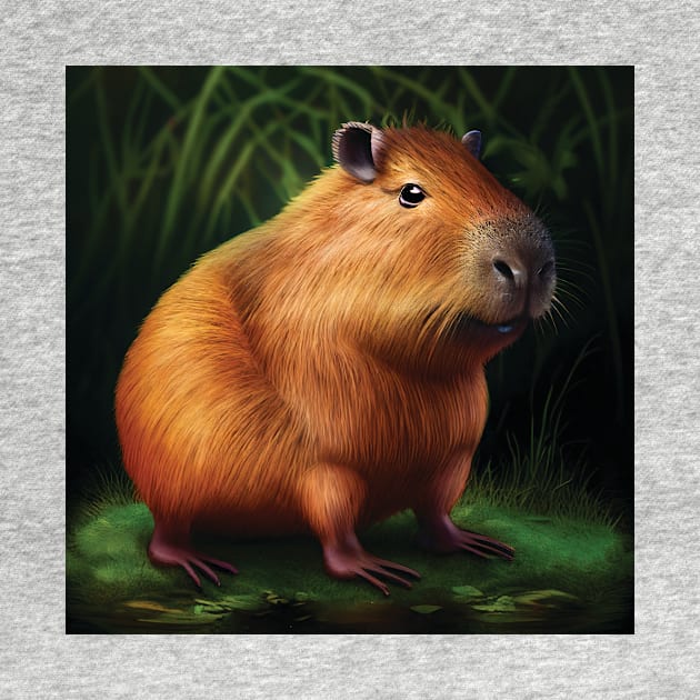 Cute Capybara in Grass by Geminiartstudio